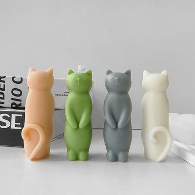 Molde de silicona para vela de aromaterapia con diseño de gatito de pie en 3D, ideal para decoración del hogar, manualidades DIY para gatos y mascotas.