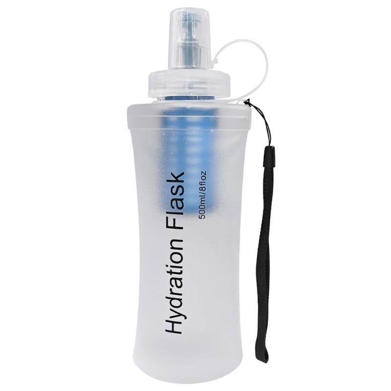 Folding Outdoor Water Bottle With Builted In Filter Light Weight Portable Water Bottle For Hiking Camping And Sports