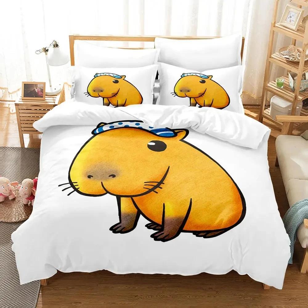 Capybaras Single Double Queen King Size Bedding Set Boys Bedroom Duvet Cover 3D Print Anime Bed Sheet Set Duvet Cover Bed Set