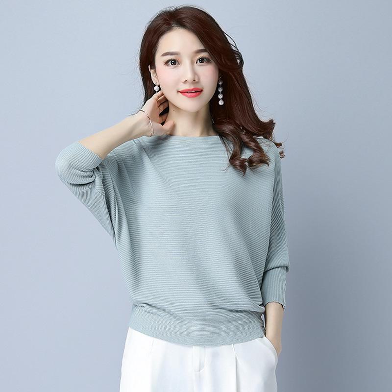 

Жіночий светр вільного крою з рукавом «летюча миша» на одне плече навесні 2024 року — великий розмір, топ з довгими рукавами One Size