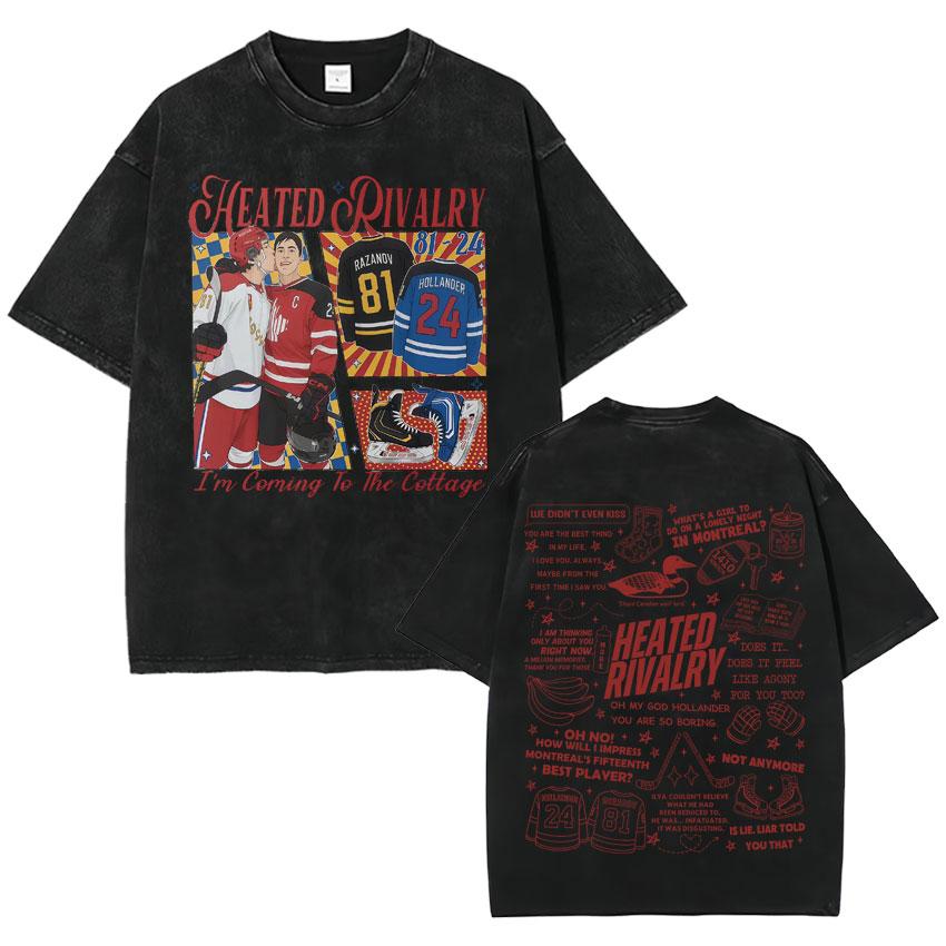 2026 Heated Rivalry Ilya Rozanov 81 Trendy Graphics T Shirt Vintage Washed Mens Oversized Cotton Crewneck Cozy Tshirt Teenagers