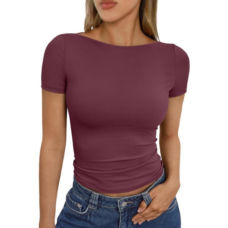 Casual Slim Fit Short Sleeve Shirt Women's Fashion Outerwear Top