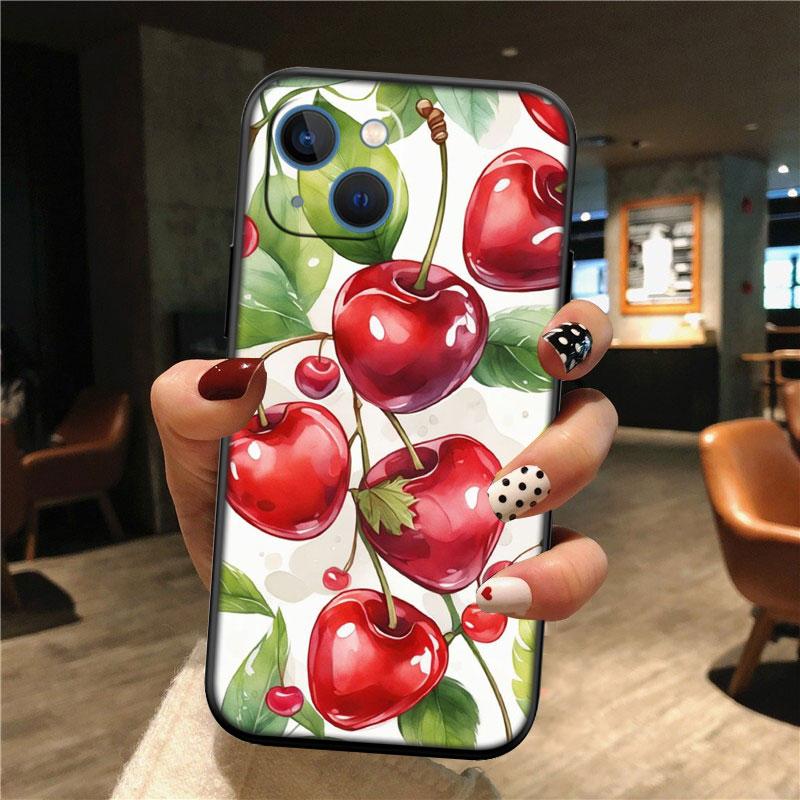 Kirsch Sommerfrucht Hülle für Samsung A11 A12 A13 A15 A52S A53 A55 A56 A70 A71 A72 A73 F06 F16 F56 S10 Plus S10e