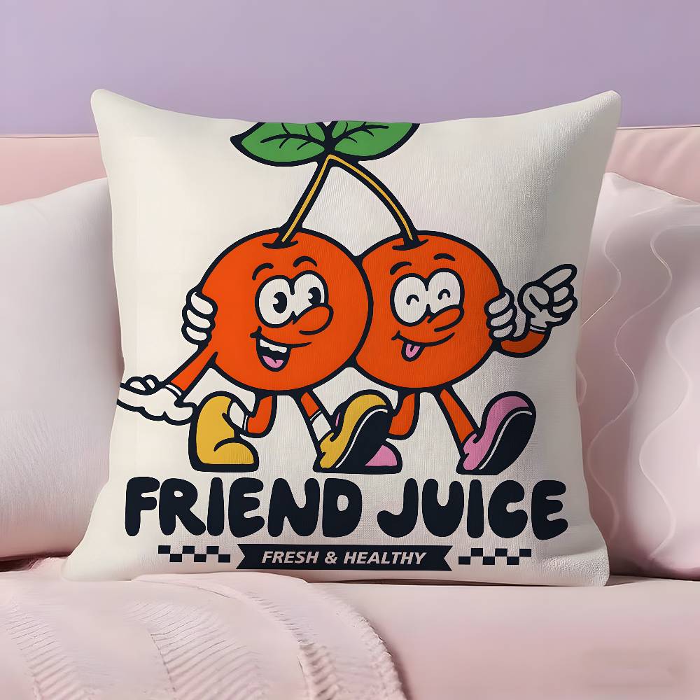Retro Pop Cartoon Food Pillow Case Pillowcase Ultra Soft Skin Friendly Fabric Cloud Like Comfort & Concealed Zipper