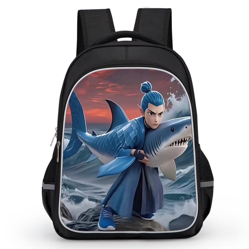 Cross-border Classic Mountains & Seas Stick Figure Kids' Backpack for Grades 1-6 - Load-Reducing Double Shoulder Bag for Boys