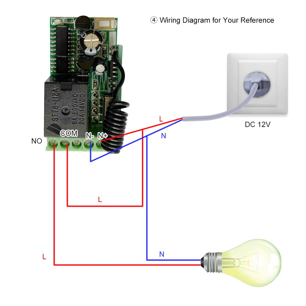 43300CMhz   12V   RF Remote Control   Relay Receiver Module   1CH Wireless Control   + 1PCS RF 433 Mhz Transmitter Remote Contro
