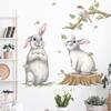 Cute Rabbit Birds Wall Sticker Green Leaves Decorative Wallpaper Self Adhesive Living Room Wall Murals TV Background Home Decor