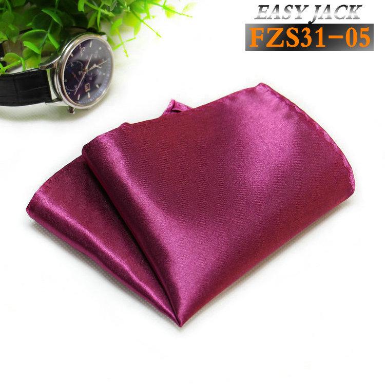 Solid Color Glossy Faux Silk Pocket Square with Printed Edging