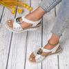 New Wish Large Size Women's Sandals Metal Buckle Decorative Hemp Rope Wedge Heel Light Bottom Fish Mouth Sandals