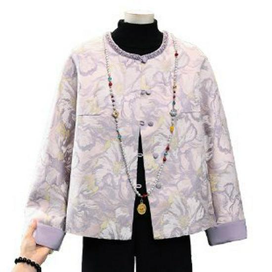 

Spring Chinese National Style Jacket - 2026 Tang Suit for Middle-aged & Elderly Women 4XL фіолетовий