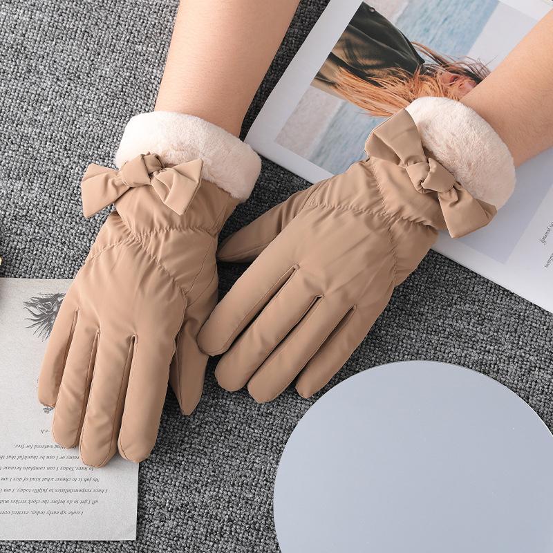 Guanti da Ciclismo da Esterno Touch Screen Antivento e Impermeabili Spessi Caldi con Fiocco per Donna