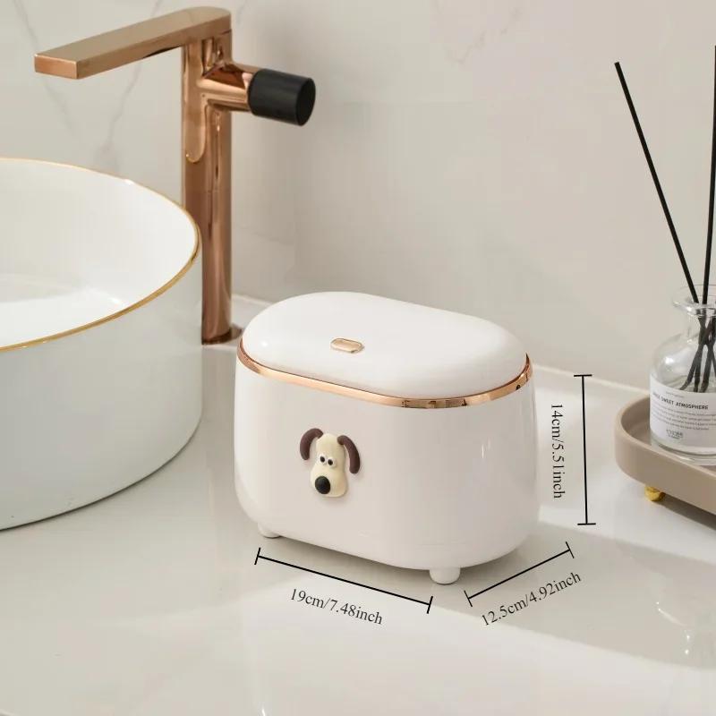 1PCS Mini Poubelle de Bureau Durable Seau de Rangement Poubelle Couvercle Pop-up Automatique pour Coiffeuses Bureau Salle de Bain Poubelle