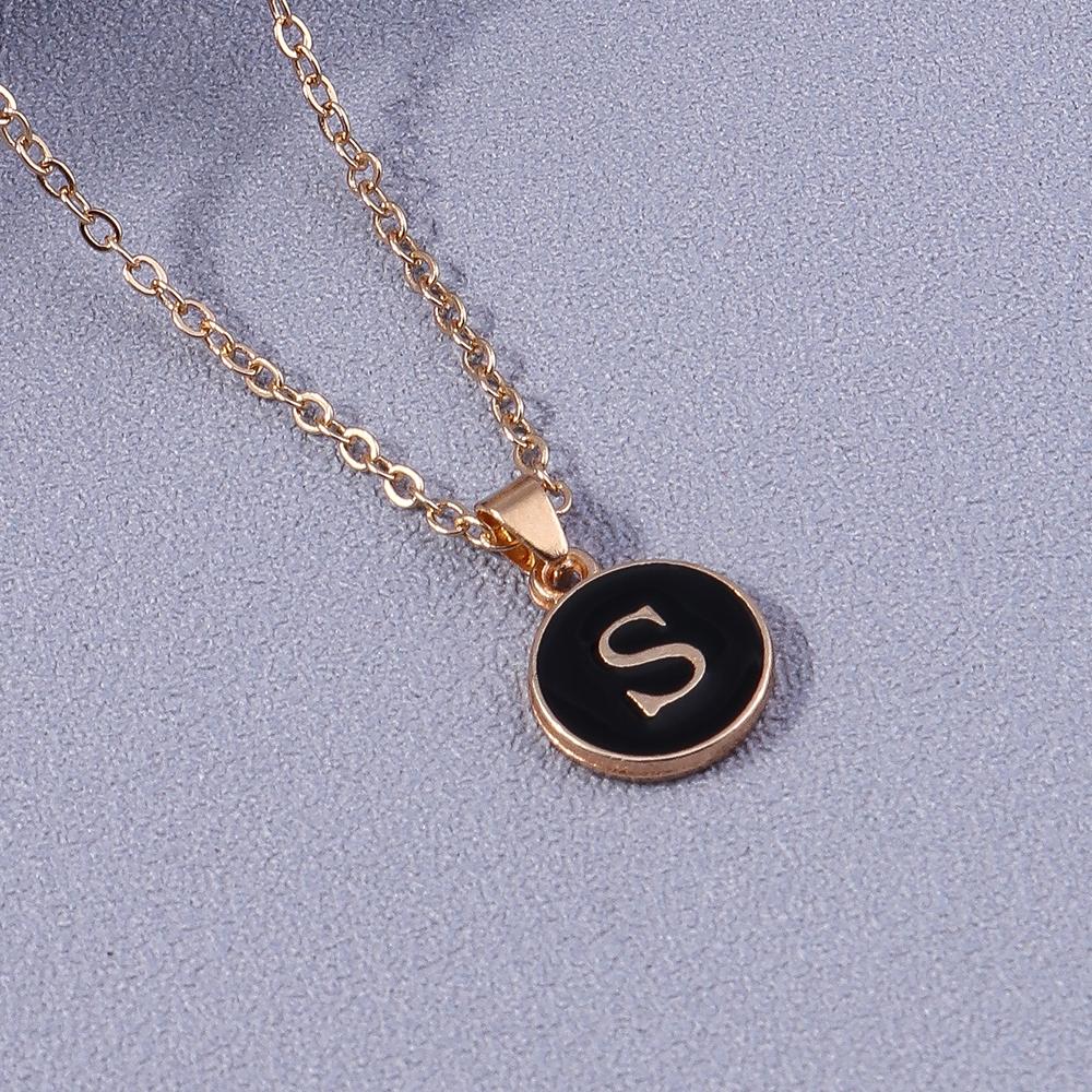 Fashion Enamel Initials Letter Pendant Necklace for Women Girls A-Z Alphabet Name Necklace Birthday Jewelry Gift