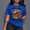 Sommerliche Vitalität Straßenmusikfestival Kleidung Denim Stiefel Leopardenmuster Rundhals T-Shirt Hohe Qualität Leicht Alltagsoberteil