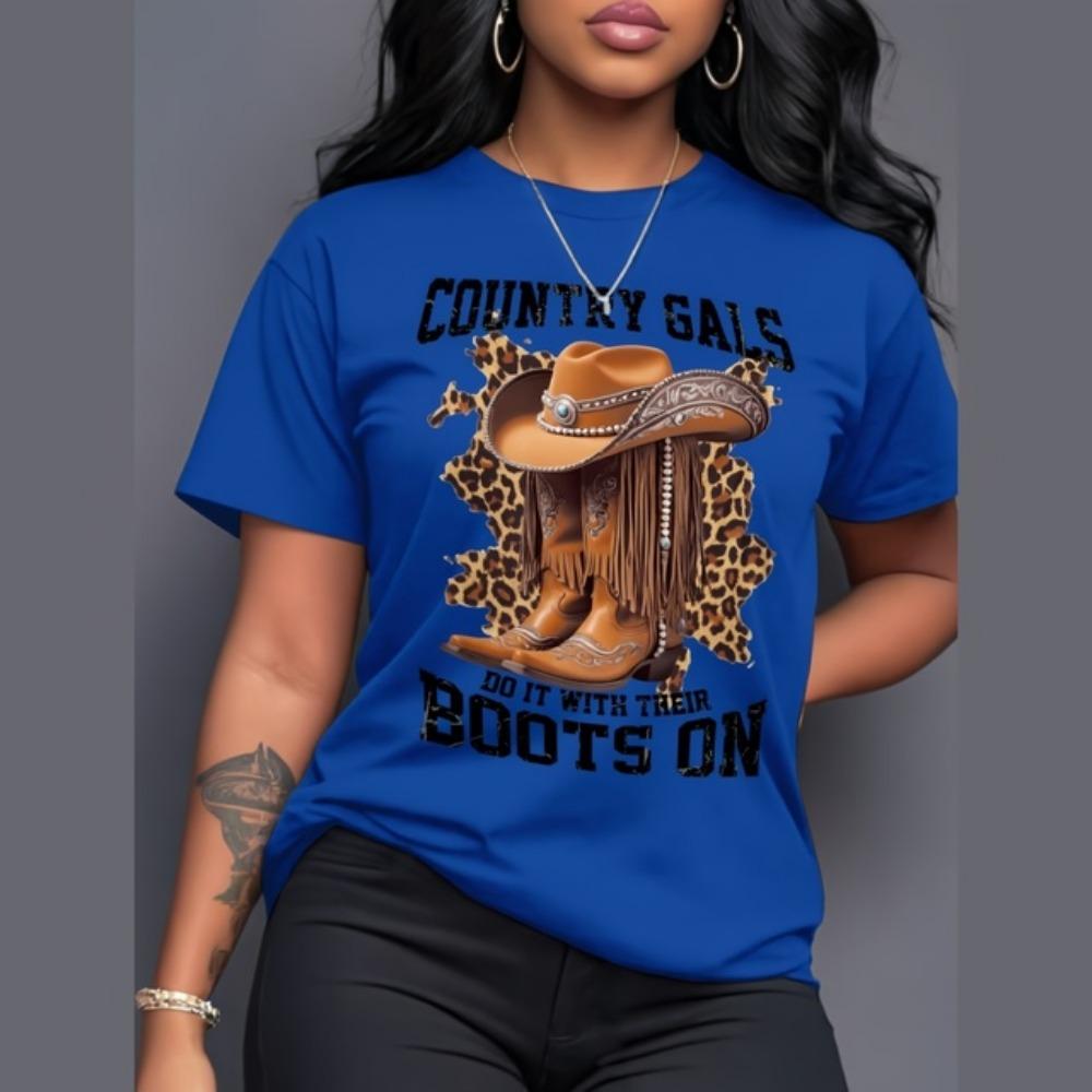 

Летняя одежда для уличного музыкального фестиваля Vitality, джинсовые ботинки, футболка с круглым вырезом и леопардовым принтом, легкий повседневный топ высокого качества XL