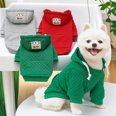 Quilted Pet Hoodie Sweatshirt with Hood and Front Pocket for Small Dogs Soft Comfortable Warm Dog Clothes