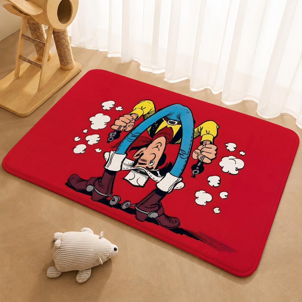 LUCKY LUKE CARTOON Floor Mat Floor Mat Soft Flannel Non-Slip Door Rug for Living Room