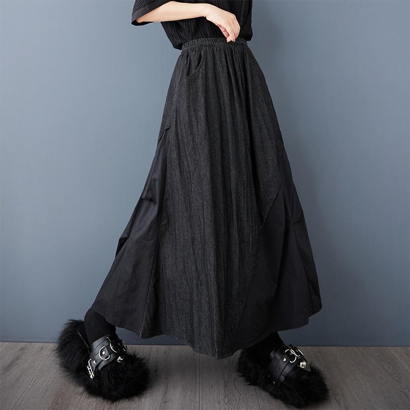 Denim Plus Size High Waist Vintage Patchwork Summer Casual Loose Long for Woman Skirts Womens Skirt