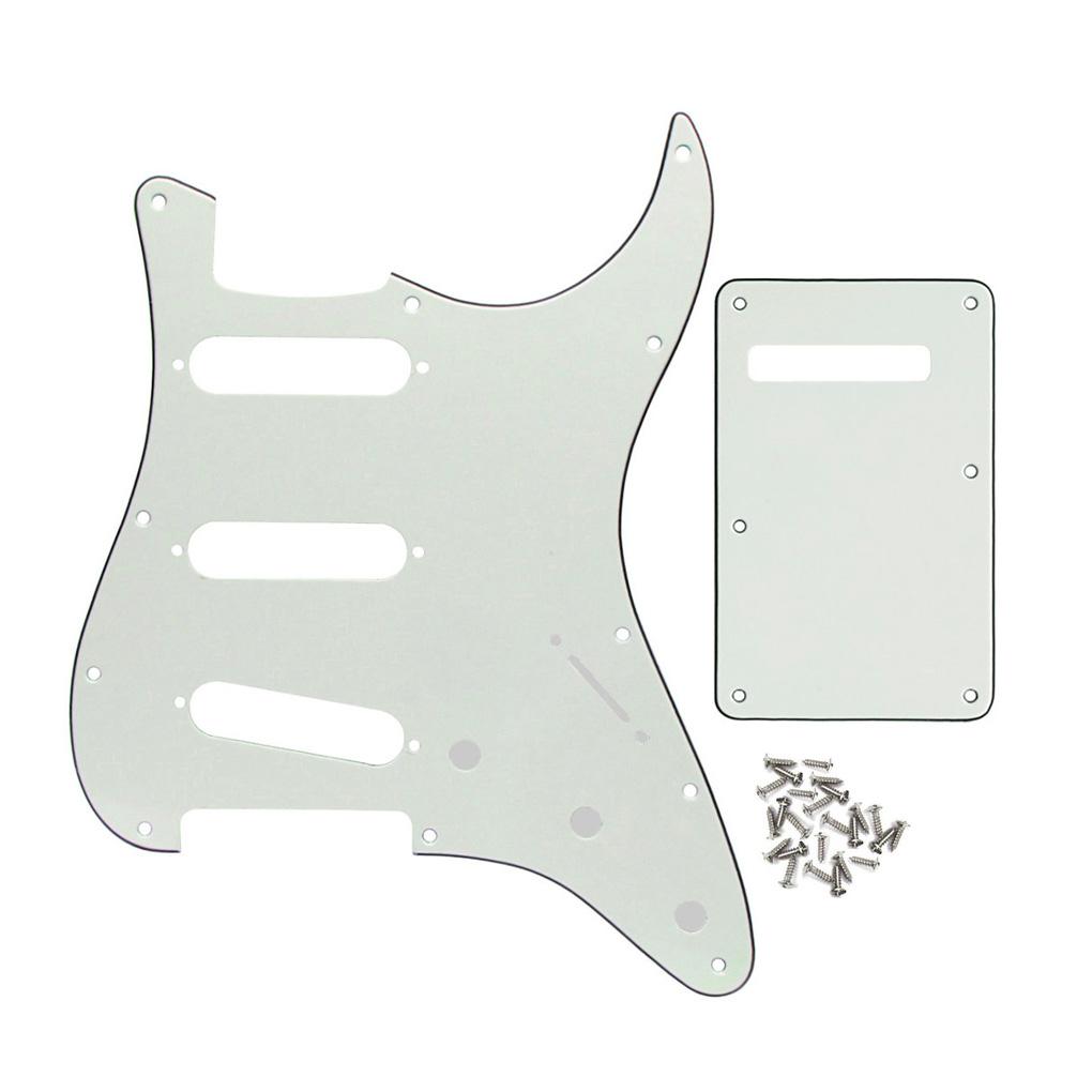 FLEOR Set of 11 Hole ST Guitar Pickguard SSS Scratch Plate Back Plate & Screws for Electric Guitar Parts
