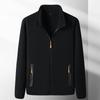Men's Autumn Fleece Solid Color Minimalist Jacket, Youth Stand Up Collar Warm Top