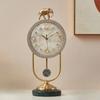Antique Style Table Clock Brass Silent Clocks Tabletop Metal Retro Standing Clock for Living Room Decoration and Accessories