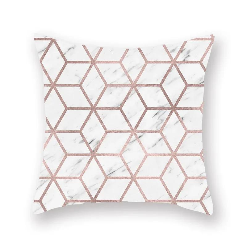 Rose Pink Geometric Marble Cushion Covers Hot Modern Nordic Decorative Throw Pillow Covers Sofa Car Seat Home Pillowcase 45*45Cm