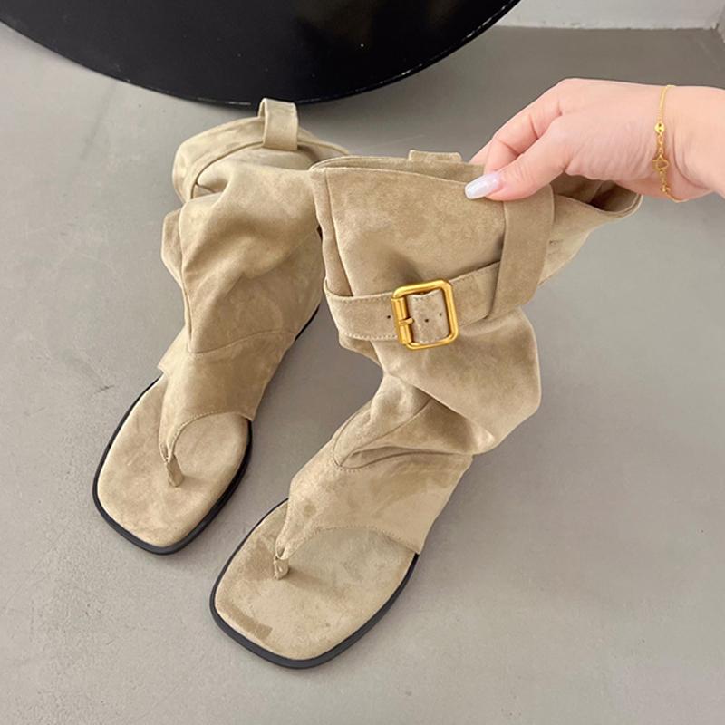 Aneikeh Fashion Open Clip Toe Pleated Ankle Boots Sandals Women Short Booties Designer Wedges High Heels Ladies Shoes