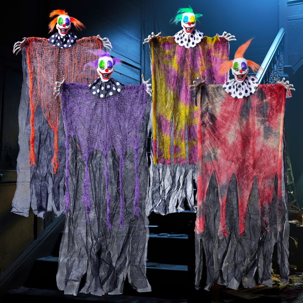 Joyfy Pièces Suspendues Clown Fantôme Décorations d'Halloween Extérieur Décor Effrayant Maison Hantée 4 29 pour Divertir Jeu Sûr Adapté aux Enfants Amusant
