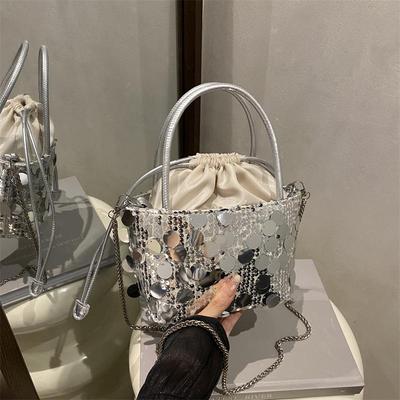 Autumn 2025 Trendy Sequined Women's Versatile Handheld/Chain Crossbody Bucket Bag