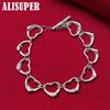 925 Sterling Silver Solid Full Heart Chain Bracelet Jewelry