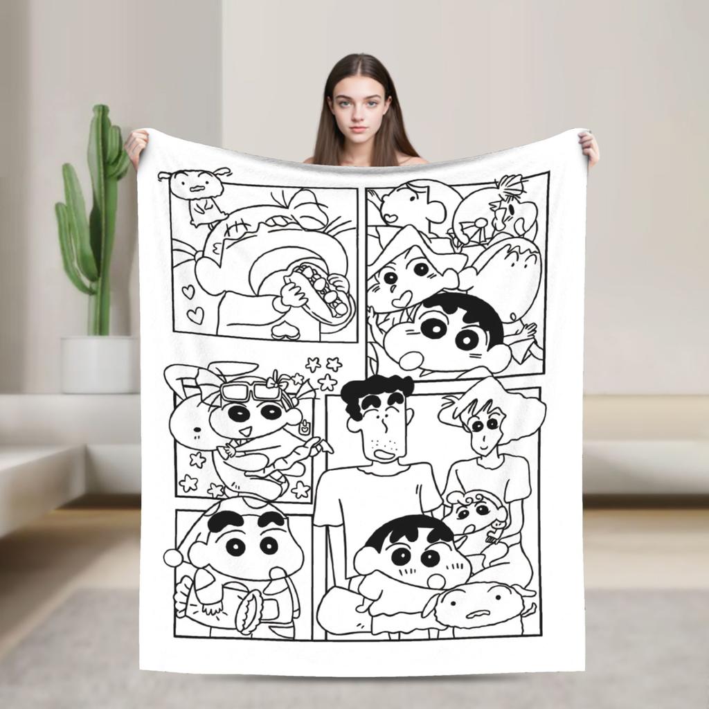 Crayons Shin Chans Anime Blankets Flannel Spring/Autumn Portable Warm Throw Blankets for Bedding Travel Plush Thin Quilt