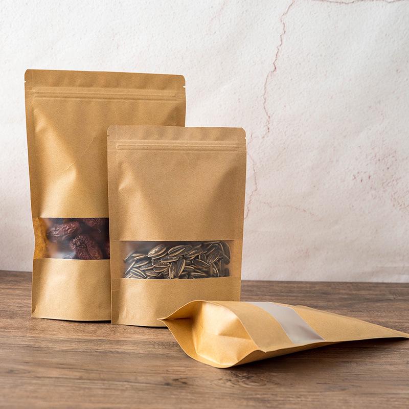 Self-Sealing Kraft Paper Gusset Bag with Window for Food & Gifts