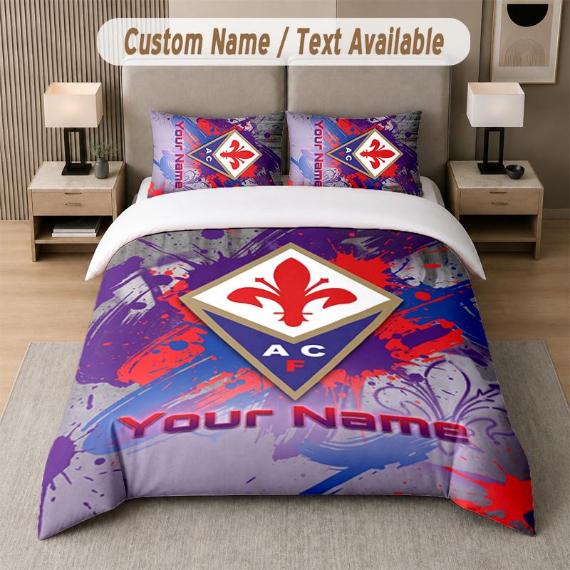 Fiorentina FC Design Bedding Set Custom Text 1 Duvet Cover & 2 Pillow Cases