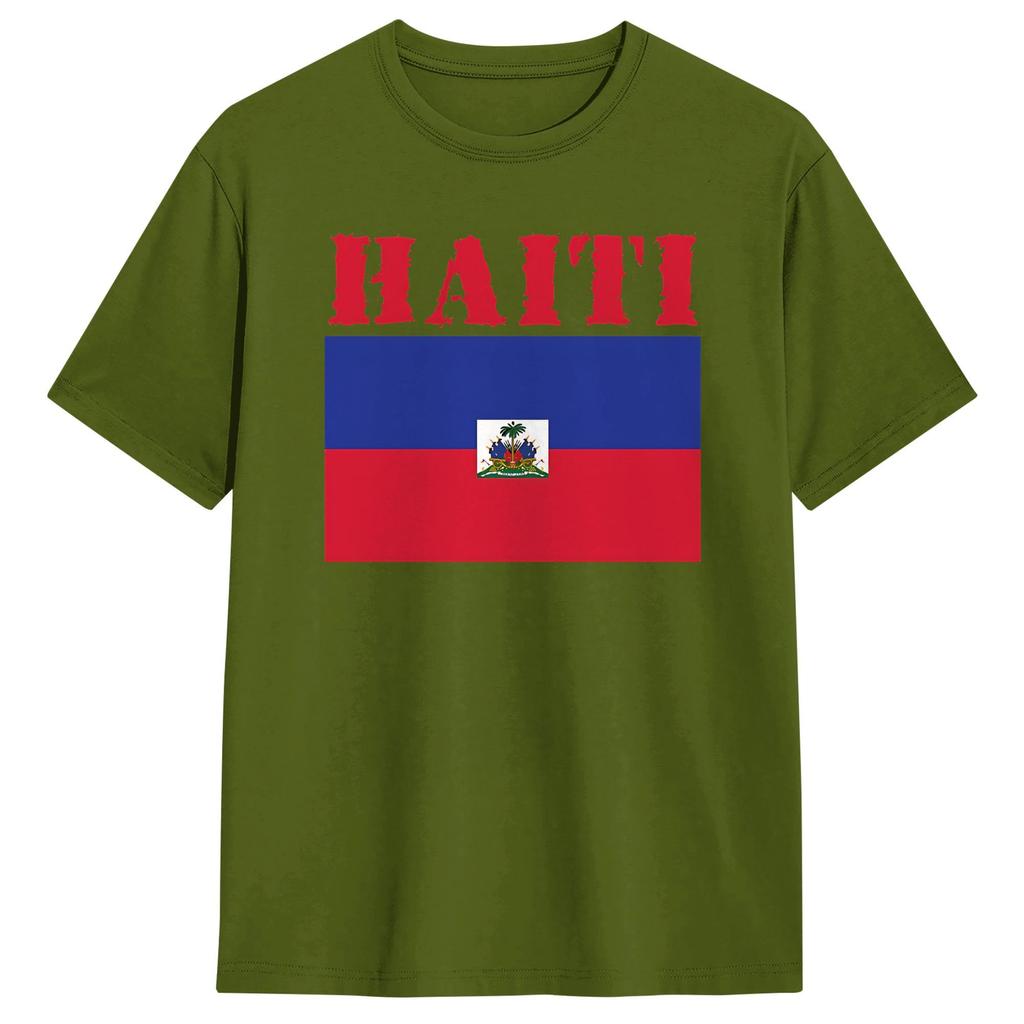 Unisexs TShirt Haitian Flag Love Haiti Awesome Cotton Tee Shirt Short Sleeve  T Shirt Crew Neck Clothes Unique