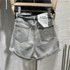Denim Shorts for Women Spring/summer Casual Loose Rolled Edge High Waist A-line Wide Leg Shorts
