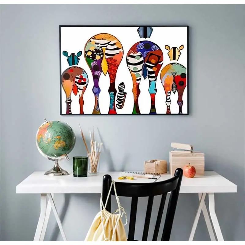 Afrikanische Tiere Kunstbilder Für Wohnzimmerwand Abstrakte Zebra Leinwand Kunstgemälde An Der Wand Bunte Tiere Kunst Drucke