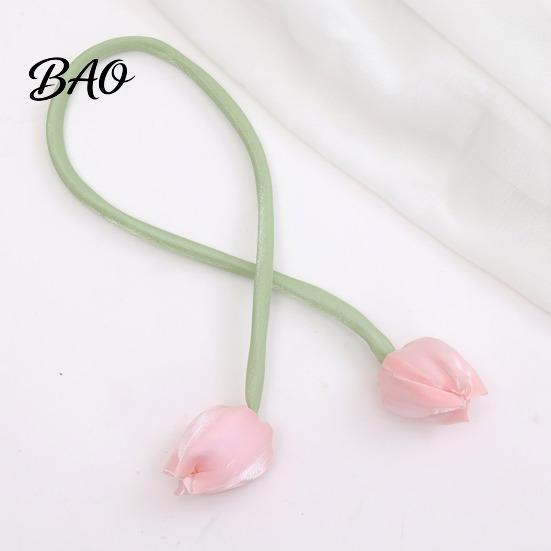 Multi-use Decorative Ties 2Pcs Tulip Bud Curtain Ties, Tiebacks, Flower Buds Soft Rope Tiebacks for Bedroom Curtains Patio Drapes with Flowers