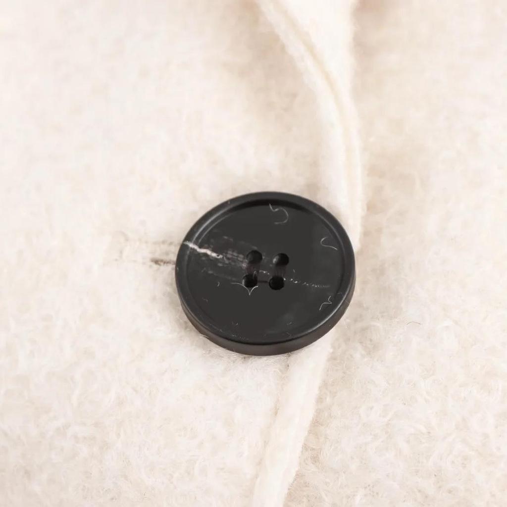 Damen Langer Woll-Bouclé-Mantel mit Revers und Taschen - Unifarben für Herbst/Winter.