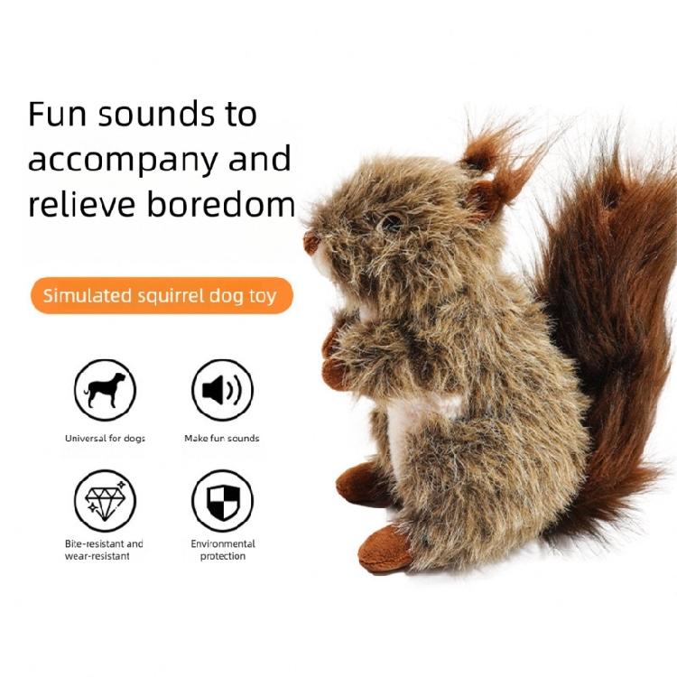 Plush Squirrels Shape Dog Toy Realistic Animal Design For Boredom Elimination And Teeth Cleaning Activity