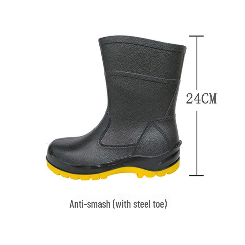 PVC Steel Toe Safety Boots: Anti-static, Acid & Alkali Resistant, Non-slip, Wear-resistant, Anti-smash, Breathable and Penetration-resistant.