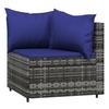 4 Piece Garden Lounge Set with Cushions Grey Poly Rattan