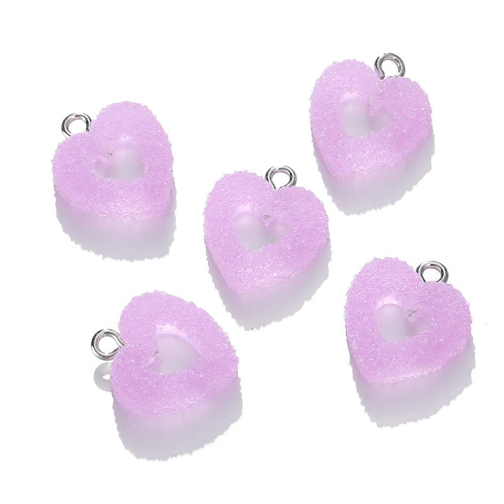 10pcs/lot Colorful Soft Candy Heart Shape Charms Cute Kawaii Resin Pendant Charms for Earring Bracelets Jewelry Making Bulk