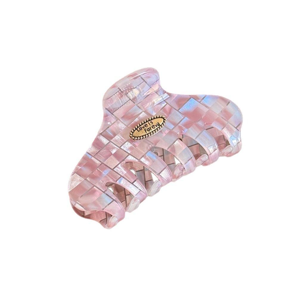 PVC Pink Plaid Hair Claw Butterfly Cloud Shark Clip Fashion Checkered Hair Clip  Female
