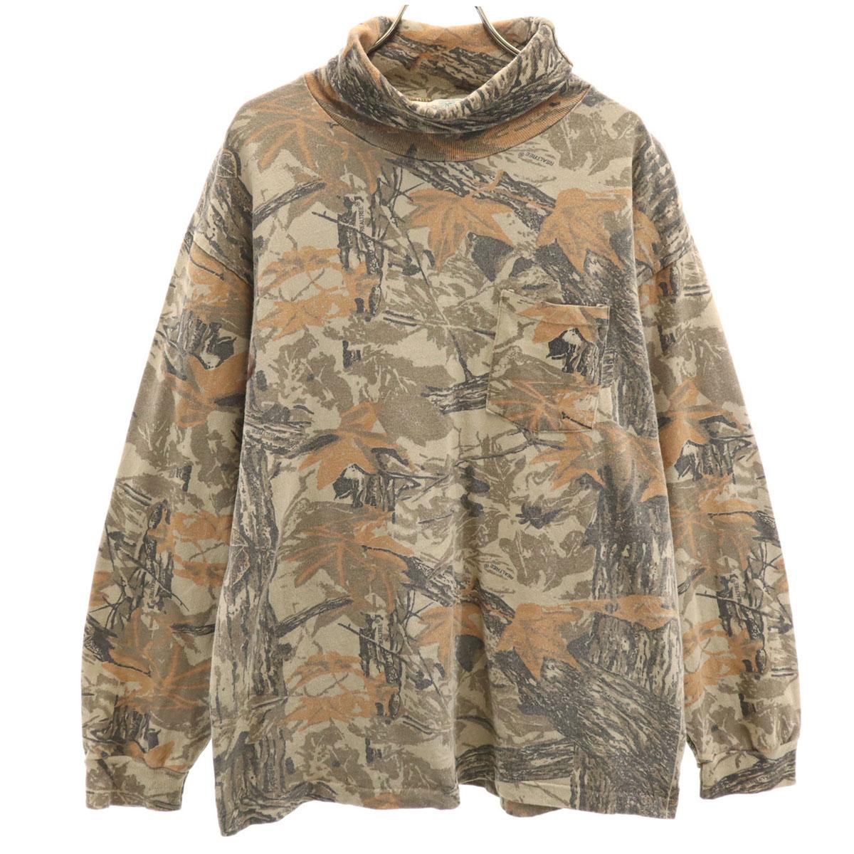 

RED HEAD 90-х годов Сделано в США Старый камуфляжный узор Realtree Футболка с длинным рукавом и воротником-стойкой Мужская Б/у