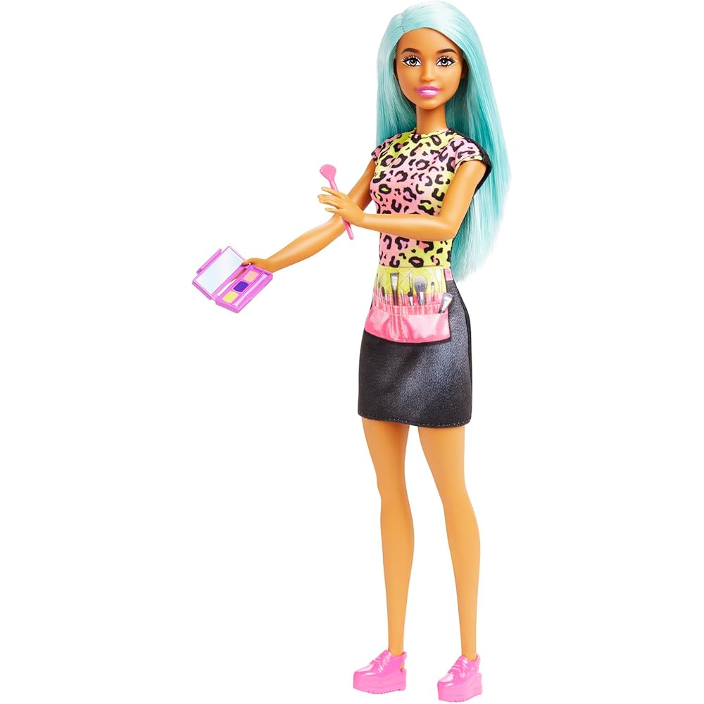 

Barbie Fashionista Doll Makeup Artist Playset with House and Accessories for Kids Age 3 and Up Pink HKT66