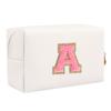 Premium Initial letter patch makeup bag Preppy portable zipper bag PU leather waterproof travel wash bagletter women's handbag-ll-LJX