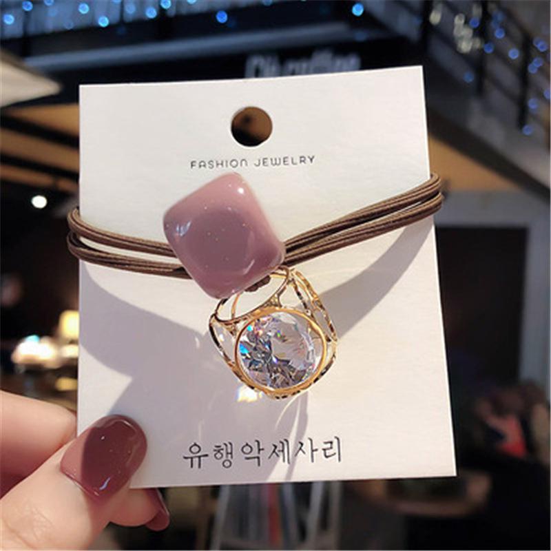 Exquisite Rhinestone Four-Leaf Clover Hair Tie - High Elastic Ponytail Rubber Band