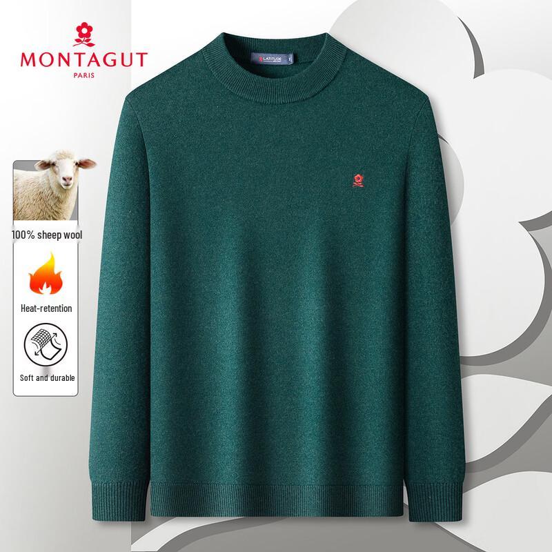 MONTAGUT Men s 100% Merino Wool Crew Neck Sweater 48