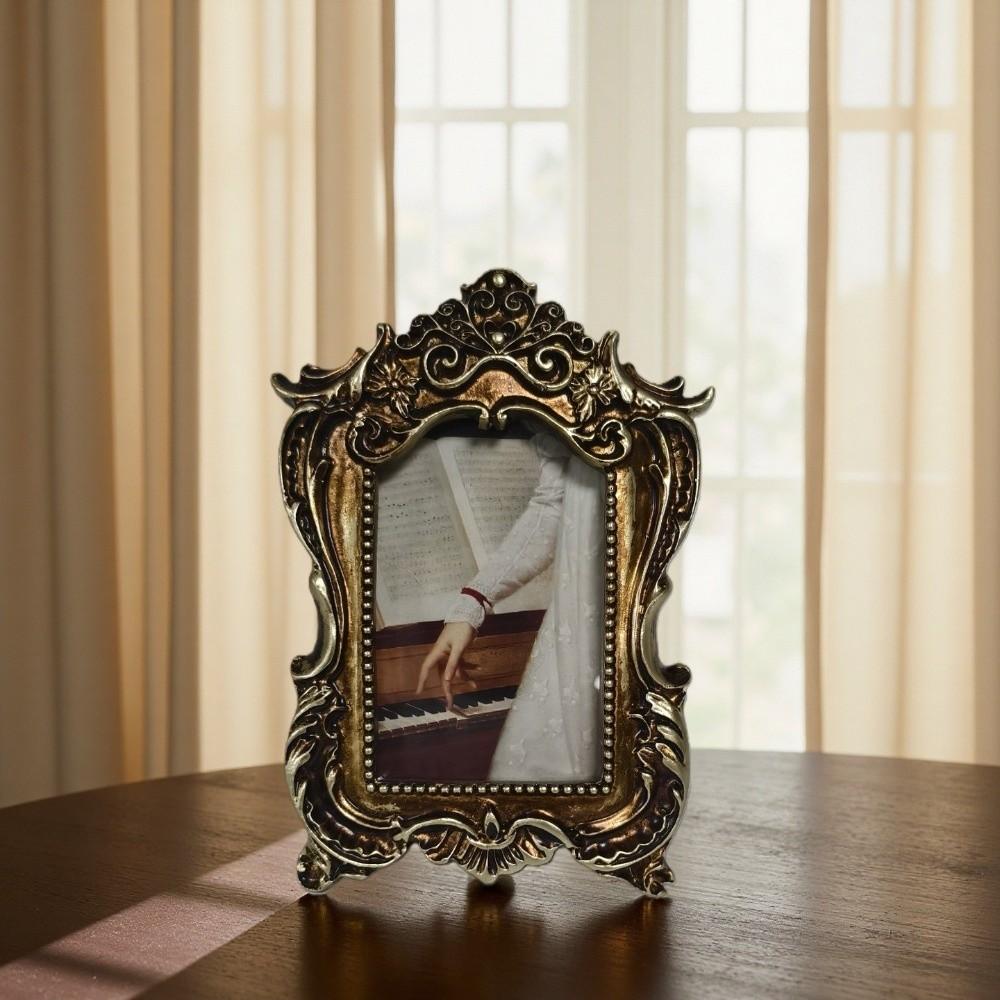 Carved Flower Design Vintage Photo Frame Resin Oil Picture Frame Photo Stand Room Decoration