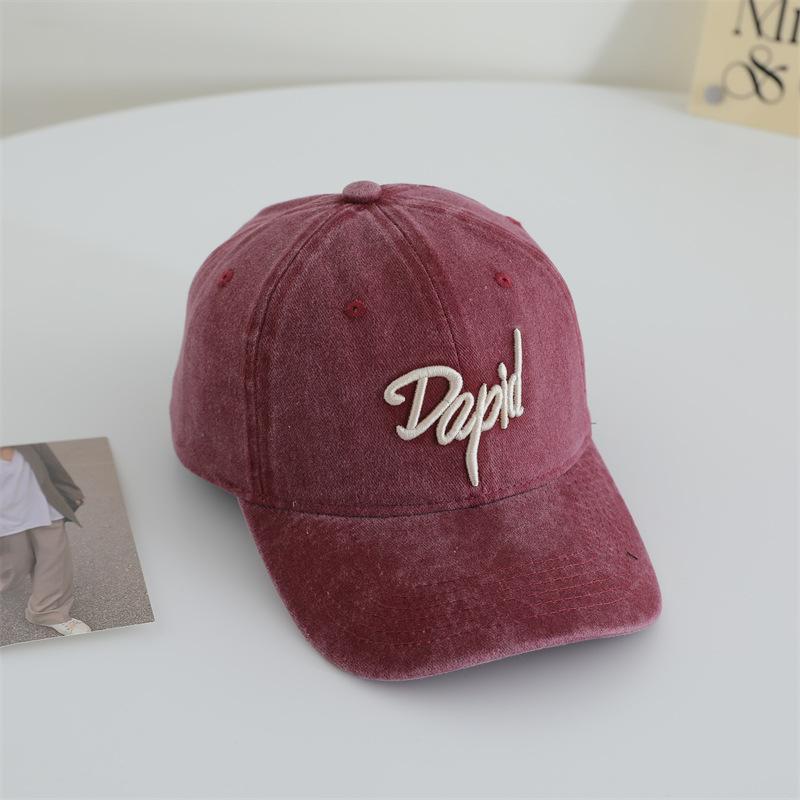 American Retro Old Baseball Hat Letter Embroidery Versatile Washing Soft Top Baseball Hat Women Show Small Face